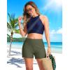G Gradual Women’s 4″ Swim Board Shorts High Waisted Tummy Control Swimsuit Bathing Suit Bottoms for Women with Liner Pocket(Olive)