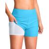 G Gradual Women’s 4″ Swim Board Shorts High Waisted Tummy Control Swimsuit Bathing Suit Bottoms for Women with Liner Pocket(Sky Blue)