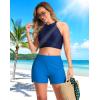 G Gradual Women’s 4″ Swim Board Shorts High Waisted Tummy Control Swimsuit Bathing Suit Bottoms for Women with Liner Pocket(Vivid Blue)