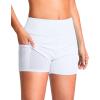 G Gradual Women’s 4″ Swim Board Shorts High Waisted Tummy Control Swimsuit Bathing Suit Bottoms for Women with Liner Pocket(White)