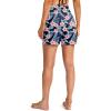 G Gradual Women’s 5″ High Waisted Swim Board Shorts with Phone Pockets UPF 50+ Quick Dry Beach Shorts for Women with Liner(Navy Blue Flower)