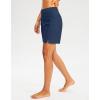 G Gradual Women’s 7″ Long Swim Board Shorts High Waisted Quick Dry Beach Swimming Shorts for Women with Liner Pockets(Dark Blue)