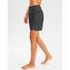 G Gradual Women’s 7″ Long Swim Board Shorts High Waisted Quick Dry Beach Swimming Shorts for Women with Liner Pockets(Dark Grey)