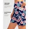 G Gradual Women’s 7″ Long Swim Board Shorts High Waisted Quick Dry Beach Swimming Shorts for Women with Liner Pockets(Navy Flower)