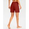G Gradual Women’s 7″ Long Swim Board Shorts High Waisted Quick Dry Beach Swimming Shorts for Women with Liner Pockets(Red)