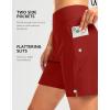 G Gradual Women’s 7″ Long Swim Board Shorts High Waisted Quick Dry Beach Swimming Shorts for Women with Liner Pockets(Red)