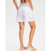 G Gradual Women’s 7″ Long Swim Board Shorts High Waisted Quick Dry Beach Swimming Shorts for Women with Liner Pockets(White)