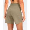 G Gradual Women’s 7″ Quick Dry High Waisted Swim Board Shorts with Zipper Pockets UPF 50+ Beach Shorts for Women with Liner(Khaki)