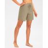 G Gradual Women’s 7″ Quick Dry High Waisted Swim Board Shorts with Zipper Pockets UPF 50+ Beach Shorts for Women with Liner(Khaki)