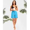G Gradual Women’s 7″ Quick Dry High Waisted Swim Board Shorts with Zipper Pockets UPF 50+ Beach Shorts for Women with Liner(Sky Blue)