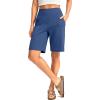 G Gradual Women’s Bermuda Long Shorts with Pockets 9″ High Waisted Knee Length Shorts for Women Walking Athletic Workout(Blue)