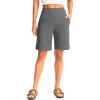 G Gradual Women’s Bermuda Long Shorts with Pockets 9″ High Waisted Knee Length Shorts for Women Walking Athletic Workout(Charcoal)