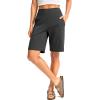 G Gradual Women’s Bermuda Long Shorts with Pockets 9″ High Waisted Knee Length Shorts for Women Walking Athletic Workout(Dark Grey)