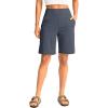G Gradual Women’s Bermuda Long Shorts with Pockets 9″ High Waisted Knee Length Shorts for Women Walking Athletic Workout(Dusty Blue)