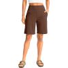 G Gradual Women’s Bermuda Long Shorts with Pockets 9″ High Waisted Knee Length Shorts for Women Walking Athletic Workout(Espresso)