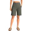 G Gradual Women’s Bermuda Long Shorts with Pockets 9″ High Waisted Knee Length Shorts for Women Walking Athletic Workout(Grey Sage)