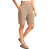 G Gradual Women’s Bermuda Long Shorts with Pockets 9″ High Waisted Knee Length Shorts for Women Walking Athletic Workout(Khaki)
