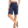 G Gradual Women’s Bermuda Long Shorts with Pockets 9″ High Waisted Knee Length Shorts for Women Walking Athletic Workout(Navy)