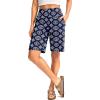 G Gradual Women’s Bermuda Long Shorts with Pockets 9″ High Waisted Knee Length Shorts for Women Walking Athletic Workout(Navy Flower)