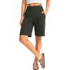 G Gradual Women’s Bermuda Long Shorts with Pockets 9″ High Waisted Knee Length Shorts for Women Walking Athletic Workout(Olive)