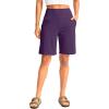 G Gradual Women’s Bermuda Long Shorts with Pockets 9″ High Waisted Knee Length Shorts for Women Walking Athletic Workout(Purple)