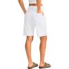 G Gradual Women’s Bermuda Long Shorts with Pockets 9″ High Waisted Knee Length Shorts for Women Walking Athletic Workout(White)
