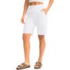 G Gradual Women’s Bermuda Long Shorts with Pockets 9″ High Waisted Knee Length Shorts for Women Walking Athletic Workout(White)