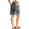 G Gradual Women’s Bermuda Long Shorts with Pockets 9″ High Waisted Knee Length Shorts for Women Walking Athletic Workout(White Flower)