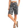 G Gradual Women’s Bermuda Long Shorts with Pockets 9″ High Waisted Knee Length Shorts for Women Walking Athletic Workout(White Flower)
