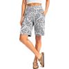 G Gradual Women’s Bermuda Long Shorts with Pockets 9″ High Waisted Knee Length Shorts for Women Walking Athletic Workout(White Paisley)