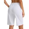G Gradual Women’s Bermuda Shorts 11″ Knee Length Long Comfy Drawstring Walking Shorts for Women with Deep Pockets(C White)