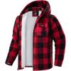 G Gradual Men’s Flannel Jacket Fleece Sherpa Lined Hoodies Zip Up Plaid Shirt Warm Winter Jackets for Men with Zipper Pockets(Black Red)