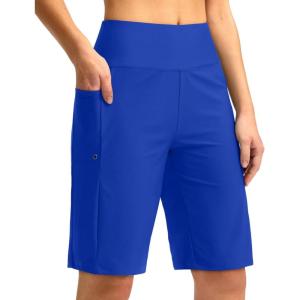 G GRADUAL Women’s 11″ Long Swim Board Shorts High Waisted Knee Length Beach Swimming Shorts for Women with Pockets Liner(Blue)