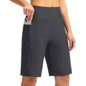 G GRADUAL Women’s 11″ Long Swim Board Shorts High Waisted Knee Length Beach Swimming Shorts for Women with Pockets Liner(Dark Grey)