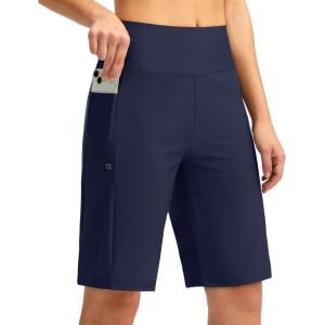 G GRADUAL Women’s 11″ Long Swim Board Shorts High Waisted Knee Length Beach Swimming Shorts for Women with Pockets Liner(Navy)