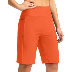 G GRADUAL Women’s 11″ Long Swim Board Shorts High Waisted Knee Length Beach Swimming Shorts for Women with Pockets Liner(Orange)