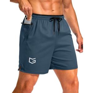 G Gradual Men’s Running Athletic Shorts with Zipper Pocket 5″/ 7″ Lightweight Quick Dry Gym Workout Shorts for Tennis Active(Dusty Blue)