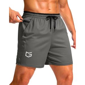 G Gradual Men’s Running Athletic Shorts with Zipper Pocket 5″/ 7″ Lightweight Quick Dry Gym Workout Shorts for Tennis Active(Grey)