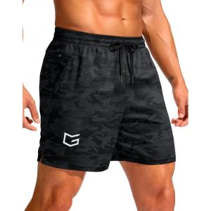 G Gradual Men’s Running Athletic Shorts with Zipper Pocket 5″/ 7″ Lightweight Quick Dry Gym Workout Shorts for Tennis Active(Grey Camo)