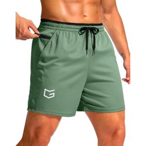 G Gradual Men’s Running Athletic Shorts with Zipper Pocket 5″/ 7″ Lightweight Quick Dry Gym Workout Shorts for Tennis Active(Jasmine Green)