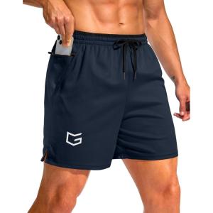 G Gradual Men’s Running Athletic Shorts with Zipper Pocket 5″/ 7″ Lightweight Quick Dry Gym Workout Shorts for Tennis Active(Navy)