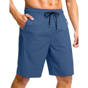 G Gradual Men’s Swim Trunks 9″ Quick Dry Swimming Board Shorts with Zipper Pockets Swimwear Bathing Suit for Men No Liner(Blue)