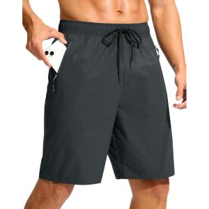 G Gradual Men’s Swim Trunks 9″ Quick Dry Swimming Board Shorts with Zipper Pockets Swimwear Bathing Suit for Men No Liner(Dark Grey)