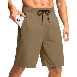 G Gradual Men’s Swim Trunks 9″ Quick Dry Swimming Board Shorts with Zipper Pockets Swimwear Bathing Suit for Men No Liner(Dark Khaki)