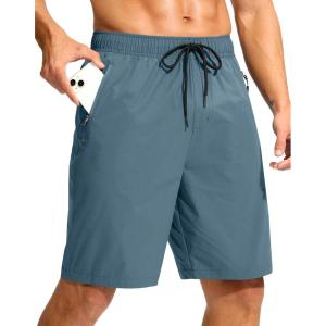 G Gradual Men’s Swim Trunks 9″ Quick Dry Swimming Board Shorts with Zipper Pockets Swimwear Bathing Suit for Men No Liner(Dusty Blue)