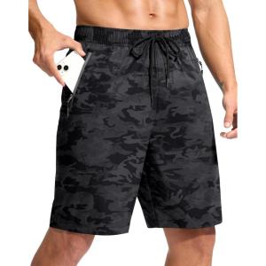 G Gradual Men’s Swim Trunks 9″ Quick Dry Swimming Board Shorts with Zipper Pockets Swimwear Bathing Suit for Men No Liner(Grey Camo)