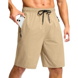 G Gradual Men’s Swim Trunks 9″ Quick Dry Swimming Board Shorts with Zipper Pockets Swimwear Bathing Suit for Men No Liner(Khaki)