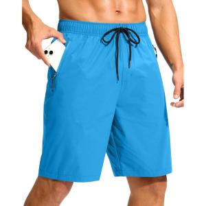 G Gradual Men’s Swim Trunks 9″ Quick Dry Swimming Board Shorts with Zipper Pockets Swimwear Bathing Suit for Men No Liner(Lake Blue)