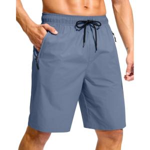 G Gradual Men’s Swim Trunks 9″ Quick Dry Swimming Board Shorts with Zipper Pockets Swimwear Bathing Suit for Men No Liner(Light Blue)