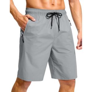 G Gradual Men’s Swim Trunks 9″ Quick Dry Swimming Board Shorts with Zipper Pockets Swimwear Bathing Suit for Men No Liner(Light Grey)